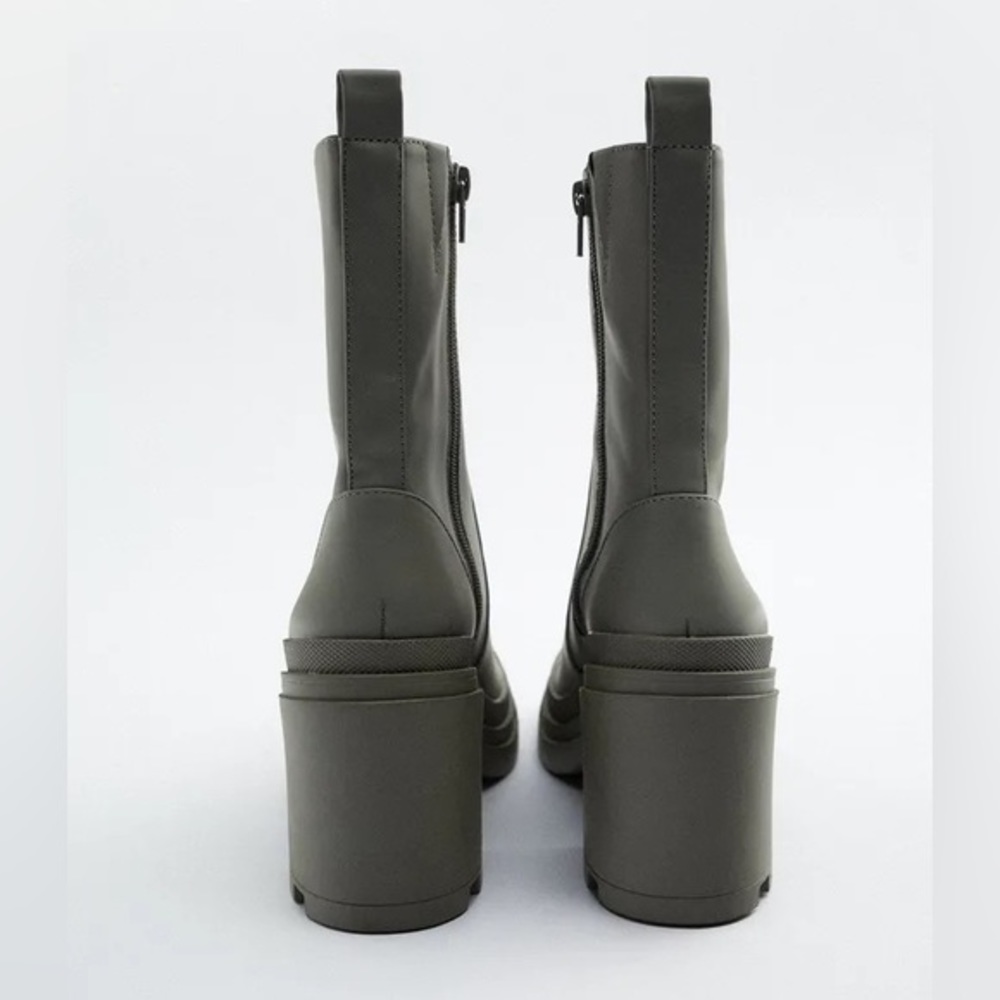ZARA RUBBERIZED HEELED ANKLE BOOTS - Picture 6 of 7